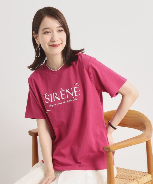 ITS'DEMO(イッツデモ)の「◆【手洗い可】パール調ロゴTシャツ(Tシャツ/カットソー・レディース・ブラック/ピンク系/オフホワイト・00)」の3枚目の写真