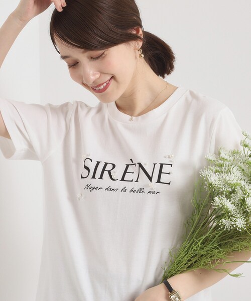 ITS'DEMO(イッツデモ)の「◆【手洗い可】パール調ロゴTシャツ(Tシャツ/カットソー・レディース・ブラック/ピンク系/オフホワイト・00)」の4枚目の写真