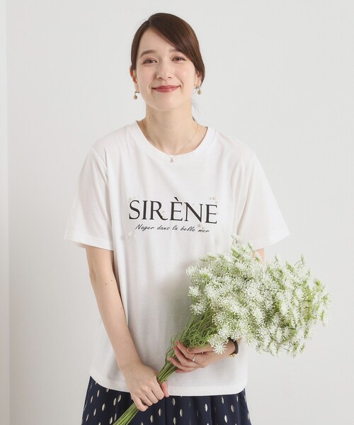 ITS'DEMO(イッツデモ)の「◆【手洗い可】パール調ロゴTシャツ(Tシャツ/カットソー・レディース・ブラック/ピンク系/オフホワイト・00)」の5枚目の写真