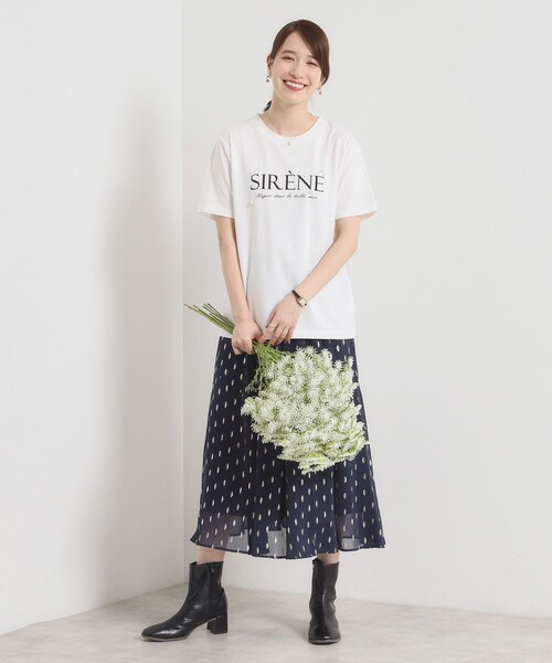 ITS'DEMO(イッツデモ)の「◆【手洗い可】パール調ロゴTシャツ(Tシャツ/カットソー・レディース・ブラック/ピンク系/オフホワイト・00)」の6枚目の写真