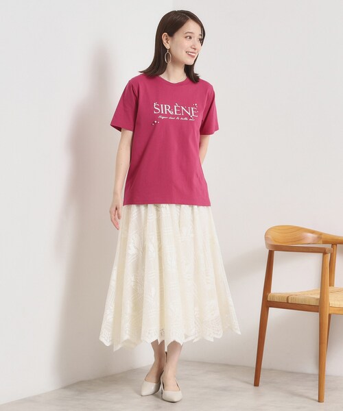 ITS'DEMO(イッツデモ)の「◆【手洗い可】パール調ロゴTシャツ(Tシャツ/カットソー・レディース・ブラック/ピンク系/オフホワイト・00)」の21枚目の写真