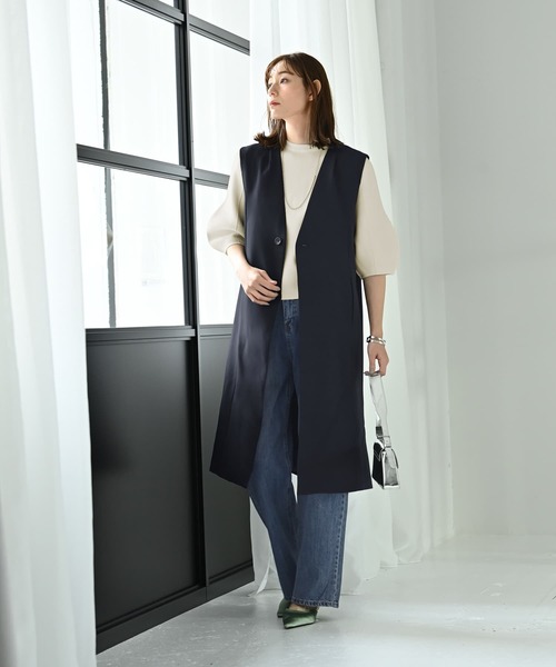 STYLE DELI(スタイルデリ)の「【Kana Oyama×BLK001】ロングジレ/DELI size(ベスト・レディース・ネイビー/ブラック・FREE)」の10枚目の写真