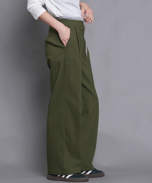 laulea(ラウレア)の「ストレッチウエストリブ使いWインベルワイドパンツ(その他パンツ・レディース・ダークグレー/ダークカーキ/ブラック・M/L)」の5枚目の写真