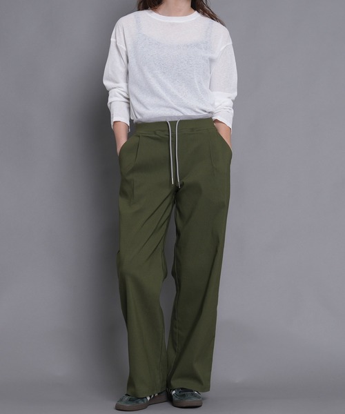 laulea(ラウレア)の「ストレッチウエストリブ使いWインベルワイドパンツ(その他パンツ・レディース・ダークグレー/ダークカーキ/ブラック・M/L)」の8枚目の写真