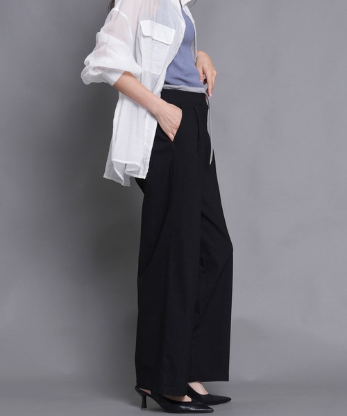 laulea(ラウレア)の「ストレッチウエストリブ使いWインベルワイドパンツ(その他パンツ・レディース・ダークグレー/ダークカーキ/ブラック・M/L)」の13枚目の写真