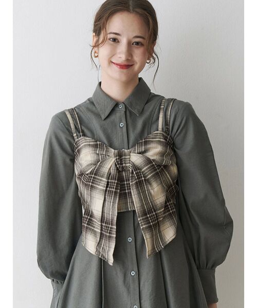 CALNAMUR（カルナムール）の「リボンビスチェ（キャミソール・レディース・ブラック/ブラウン/キャメル・FREE）」の3枚目の写真