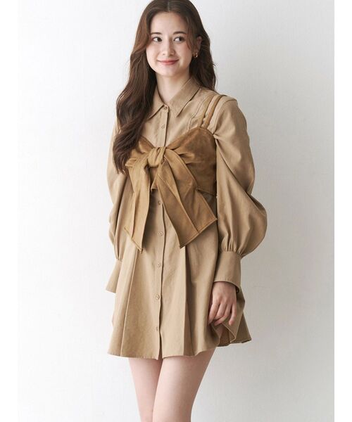 CALNAMUR（カルナムール）の「リボンビスチェ（キャミソール・レディース・ブラック/ブラウン/キャメル・FREE）」の7枚目の写真