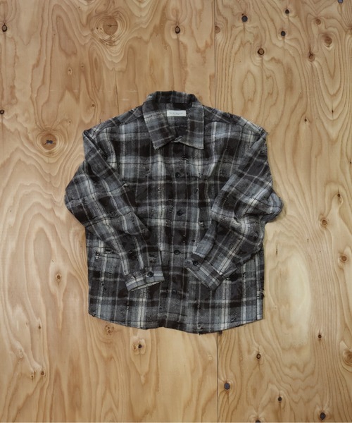 セール】MANYMENMANYMINDS / ダメージ加工チェックネルシャツ（シャツ