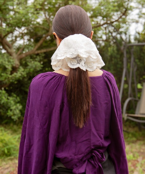 チャイハネ（チャイハネ）の「【チャイハネ】フラワーステッチシュシュ（シュシュ・レディース・オフホワイト・FREE）」の5枚目の写真