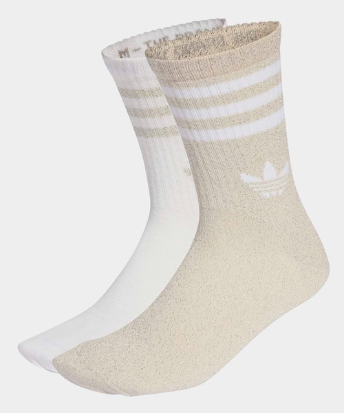 adidas(アディダス)の「スリーストライプス グリッター クルーソックス2足組 / アディダスオリジナルス adidas Originals(ソックス/靴下・メンズ・ブラック/ベージュ/ピンク・LARGE/MEDIUM/SMALL)」の2枚目の写真