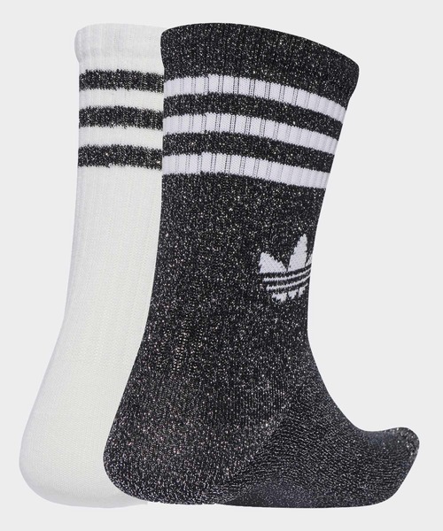 adidas（アディダス）の「スリーストライプス グリッター クルーソックス2足組 / アディダスオリジナルス adidas Originals（ソックス/靴下・メンズ・ブラック・LARGE/MEDIUM/SMALL）」の2枚目の写真