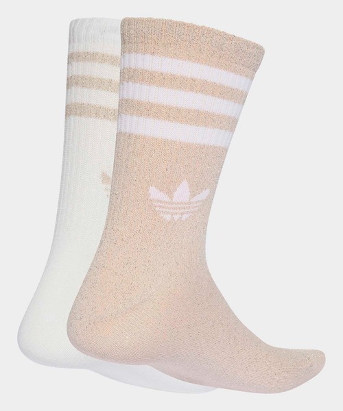 adidas（アディダス）の「スリーストライプス グリッター クルーソックス2足組 / アディダスオリジナルス adidas Originals（ソックス/靴下・メンズ・ブラック・LARGE/MEDIUM/SMALL）」の8枚目の写真