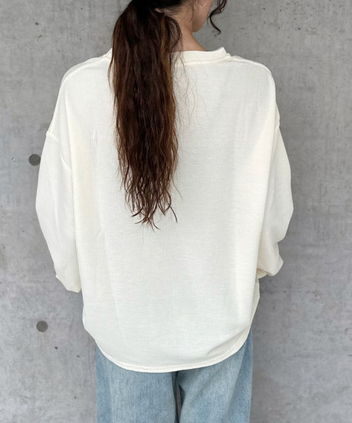 Good Riddance(グッドリダンス)の「【Good Riddance】シンプル 無地 ワッフル スウェット(Tシャツ/カットソー・レディース・ピンク/アイボリー/グレー・FREE)」の6枚目の写真
