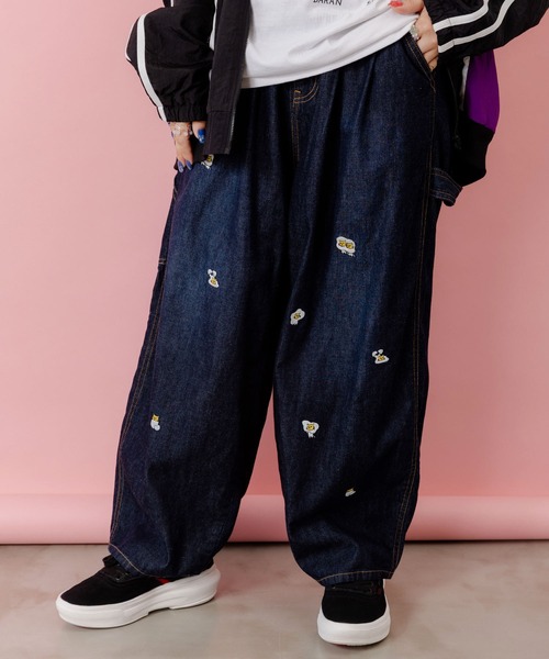 ScoLar Parity（スカラーパリティ）の「353108：パリティーのネコ目玉焼き刺繍パンツ（デニムパンツ・レディース・ブラック/ブルー/カーキ・M）」の3枚目の写真