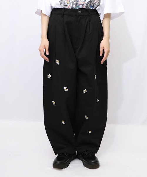 スカラーパリティ　 353108：パリティーのネコ目玉焼き刺繍パンツ ScoLar Parity パンツ スカラー パリティ 353108 パリティーの