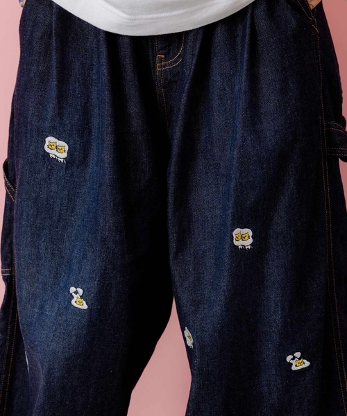 ScoLar Parity（スカラーパリティ）の「353108：パリティーのネコ目玉焼き刺繍パンツ（デニムパンツ・レディース・ブラック/ブルー/カーキ・M）」の8枚目の写真