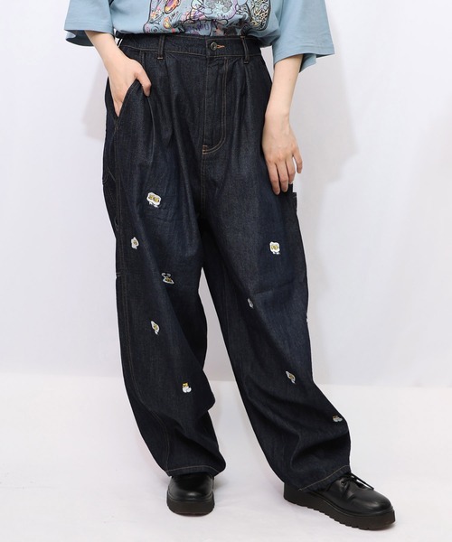 ScoLar Parity（スカラーパリティ）の「353108：パリティーのネコ目玉焼き刺繍パンツ（デニムパンツ・レディース・ブラック/ブルー/カーキ・M）」の16枚目の写真