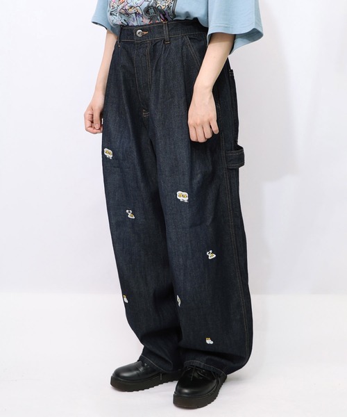 ScoLar Parity（スカラーパリティ）の「353108：パリティーのネコ目玉焼き刺繍パンツ（デニムパンツ・レディース・ブラック/ブルー/カーキ・M）」の17枚目の写真