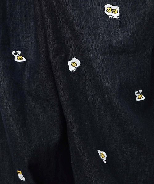 ScoLar Parity（スカラーパリティ）の「353108：パリティーのネコ目玉焼き刺繍パンツ（デニムパンツ・レディース・ブラック/ブルー/カーキ・M）」の19枚目の写真