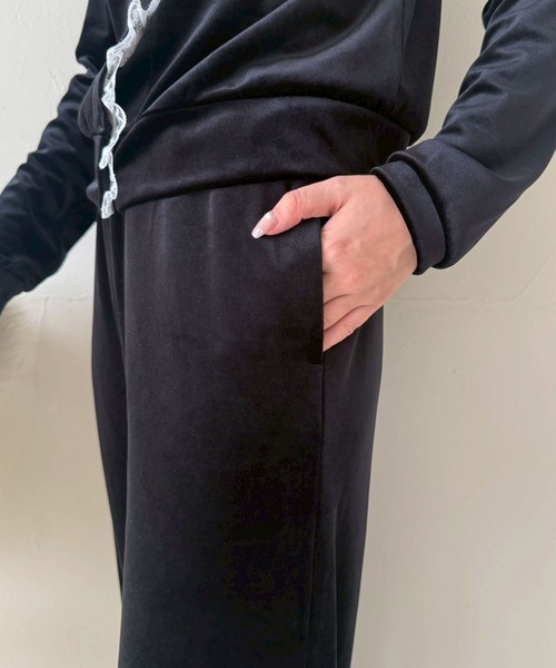 Lepus Fae(レプスフェイ)の「レースコンビベロアパンツ(その他パンツ・レディース・ピンク/ブラウン/グレイッシュベージュ/ブラック・0/1)」の6枚目の写真