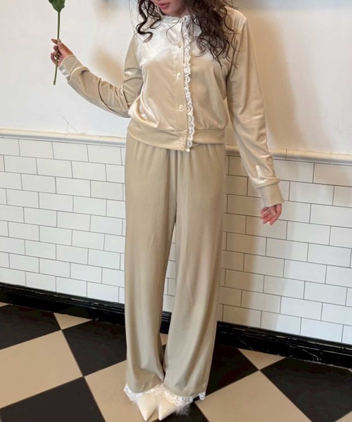 Lepus Fae(レプスフェイ)の「レースコンビベロアパンツ(その他パンツ・レディース・ピンク/ブラウン/グレイッシュベージュ/ブラック・0/1)」の15枚目の写真