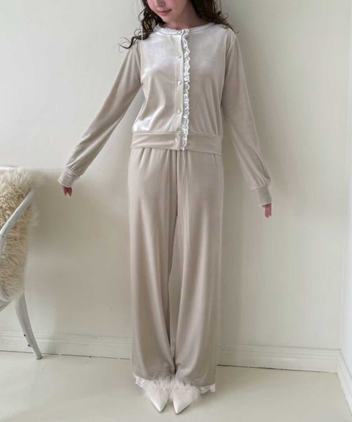 Lepus Fae(レプスフェイ)の「レースコンビベロアパンツ(その他パンツ・レディース・ピンク/ブラウン/グレイッシュベージュ/ブラック・0/1)」の14枚目の写真