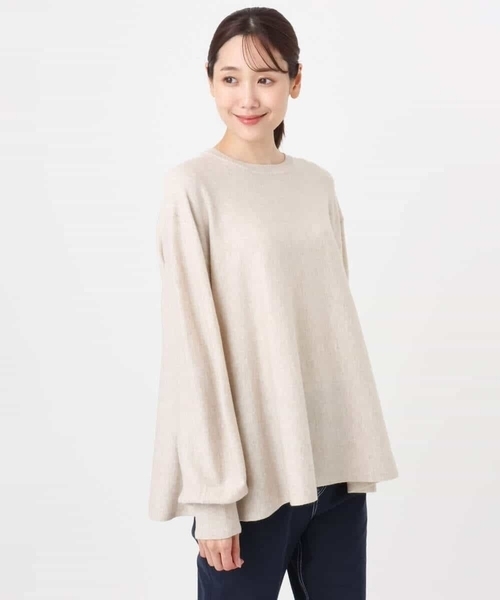 セール】フレアーシルエットチュニックニット/洗える（ニット/セーター