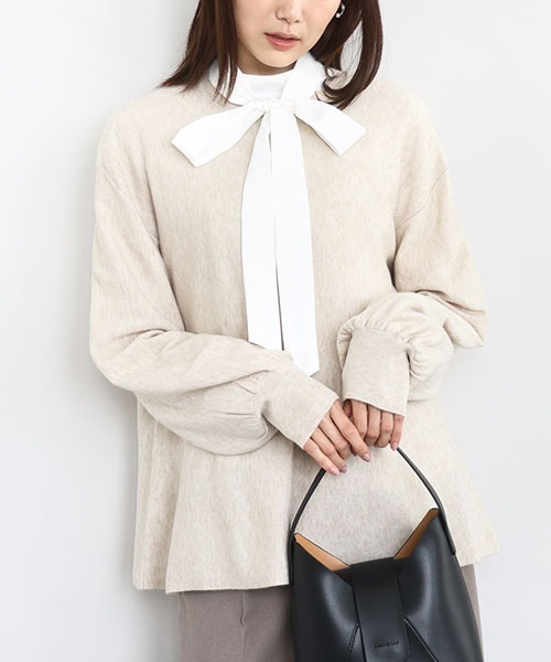 MK MICHEL KLEIN(エムケーミッシェルクラン)の「フレアーシルエットチュニックニット/洗える(ニット/セーター・レディース・グレー/ブラック/ベージュ/ライトブルー・38)」の1枚目の写真