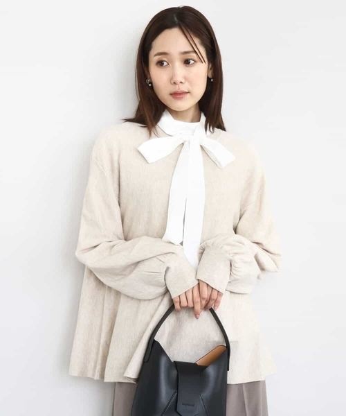 セール】フレアーシルエットチュニックニット/洗える（ニット/セーター