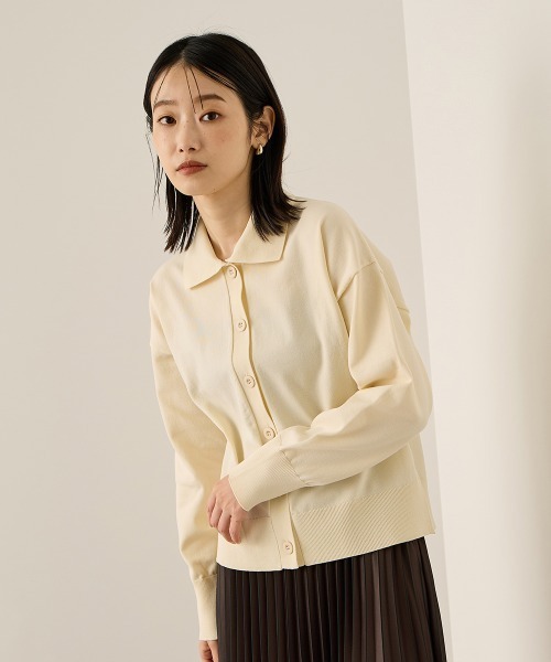 ketty(ケティ)の「スポンディッシュポロニットトップス≪手洗い可能≫(ニット/セーター・レディース・レッド/ネイビー/オフホワイト・M)」の2枚目の写真