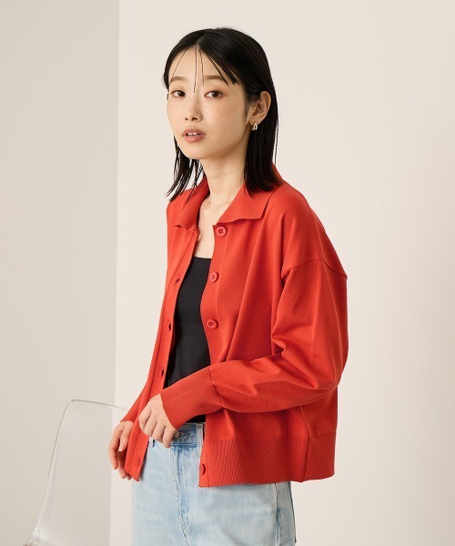 ketty(ケティ)の「スポンディッシュポロニットトップス≪手洗い可能≫(ニット/セーター・レディース・レッド/ネイビー/オフホワイト・M)」の21枚目の写真