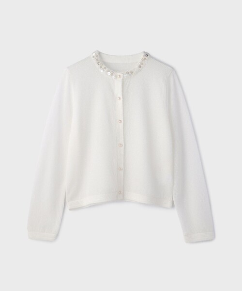 GRACE CONTINENTAL（グレースコンチネンタル）の「ラメフェザ－ニットカーディガン（カーディガン/ボレロ・レディース・ブラック/ホワイト・36）」の8枚目の写真