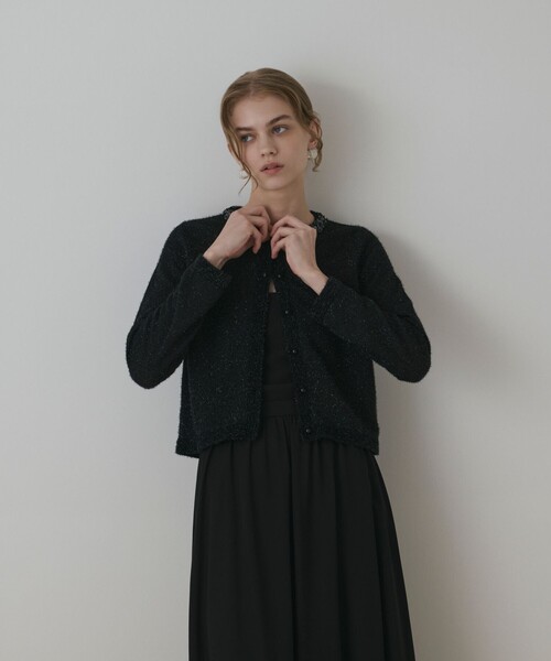 GRACE CONTINENTAL（グレースコンチネンタル）の「ラメフェザ－ニットカーディガン（カーディガン/ボレロ・レディース・ブラック/ホワイト・36）」の10枚目の写真