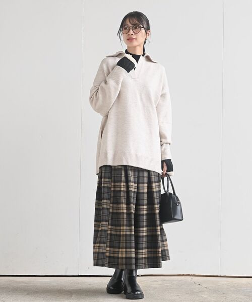 rps（アールピーエス）の「襟付きニットプルオーバー（ニット/セーター・レディース・ネイビー/オートミール/グレイッシュベージュ・フリー）」の14枚目の写真