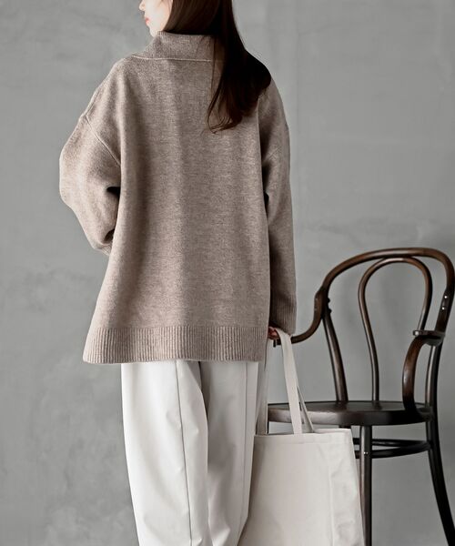 rps（アールピーエス）の「襟付きニットプルオーバー（ニット/セーター・レディース・ネイビー/オートミール/グレイッシュベージュ・フリー）」の11枚目の写真