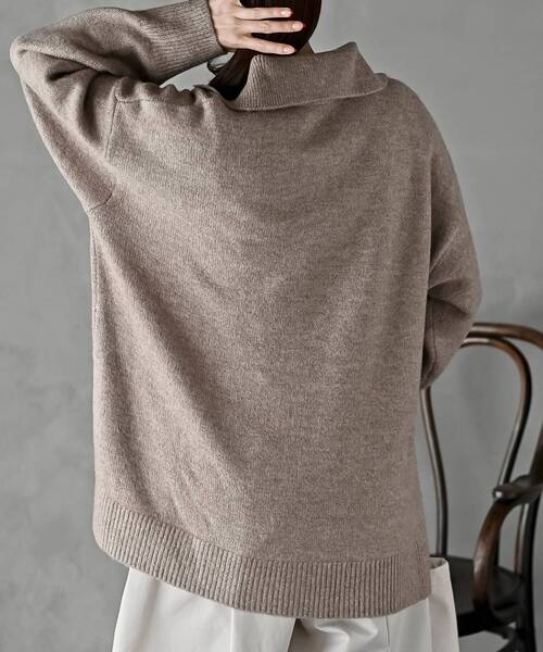 rps（アールピーエス）の「襟付きニットプルオーバー（ニット/セーター・レディース・ネイビー/オートミール/グレイッシュベージュ・フリー）」の7枚目の写真