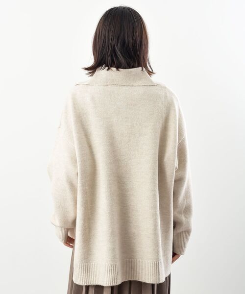 rps（アールピーエス）の「襟付きニットプルオーバー（ニット/セーター・レディース・ネイビー/オートミール/グレイッシュベージュ・フリー）」の4枚目の写真