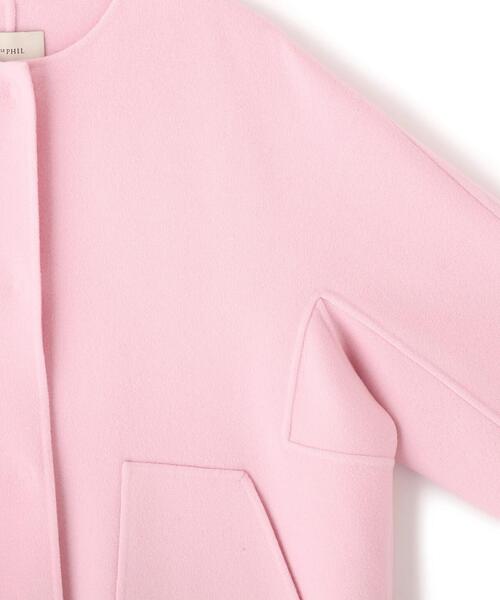 《LE PHIL》ソフトウールリバーコクーンジャケット・ピンク完売商品 ◇ソフトウールリバーコート（ノーカラーコート）｜LE PHIL（ルフィル