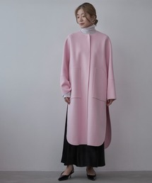 【美品】MSGM ピンク ノーカラーコート 38サイズ ステンカラーコート（条件：ピンク系）| ファッション通販