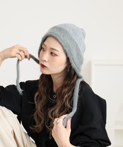Paloma wool グレー フード付きニット帽 Paloma wool グレー フード付きニット帽未使用品 ニット帽 フェイク