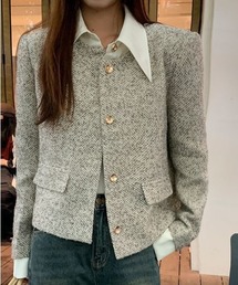 Mayree（メイリー）の「【LAMPOON】ドッキングツイードジャケット（ノーカラージャケット）」