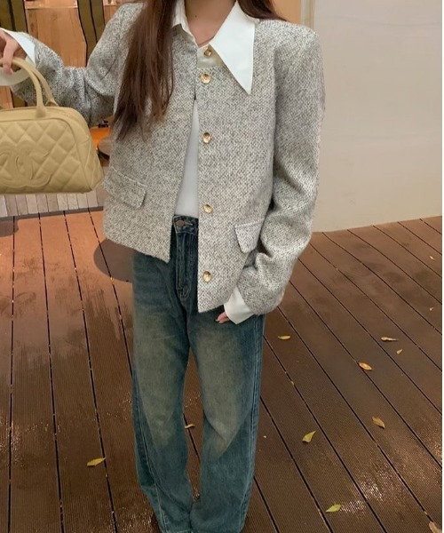 almo(アルモ)の「【LAMPOON】ドッキングツイードジャケット(ノーカラージャケット・レディース・ホワイト・SMALL/MEDIUM/LARGE)」の11枚目の写真