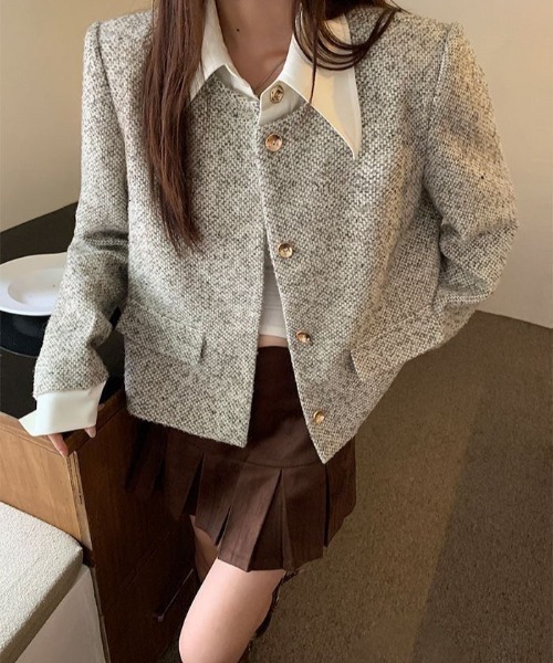 almo(アルモ)の「【LAMPOON】ドッキングツイードジャケット(ノーカラージャケット・レディース・ホワイト・SMALL/MEDIUM/LARGE)」の6枚目の写真