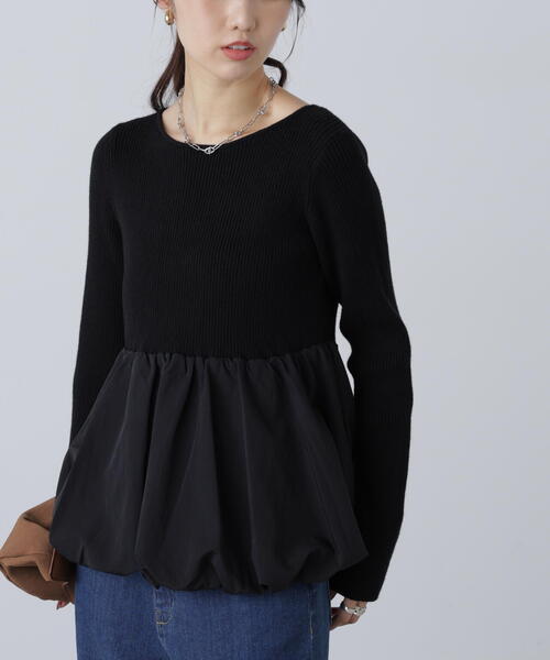 FREE'S MART（フリーズマート）の「◇〈ＭＦＭ〉ペプラムバルーンニット（ニット/セーター・レディース・ホワイト/ブラウン/ブラック・FREE）」の6枚目の写真