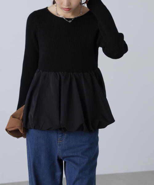 FREE'S MART（フリーズマート）の「◇〈ＭＦＭ〉ペプラムバルーンニット（ニット/セーター・レディース・ホワイト/ブラウン/ブラック・FREE）」の8枚目の写真