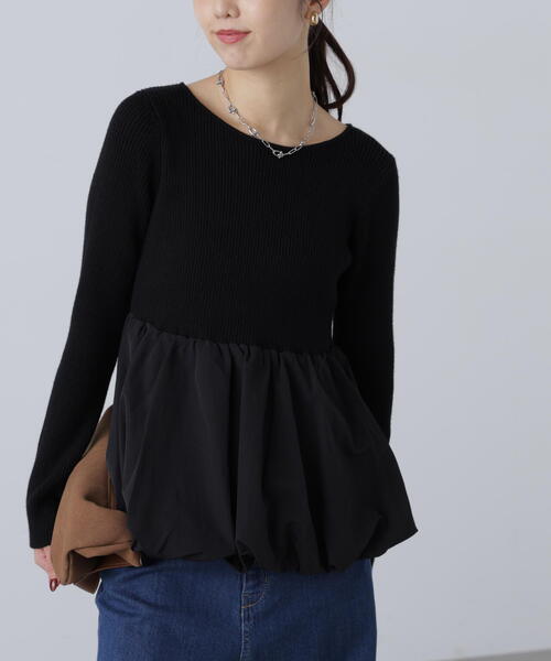 FREE'S MART（フリーズマート）の「◇〈ＭＦＭ〉ペプラムバルーンニット（ニット/セーター・レディース・ホワイト/ブラウン/ブラック・FREE）」の9枚目の写真