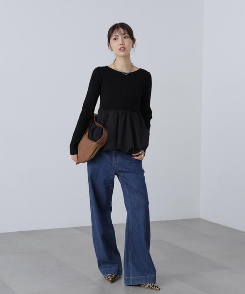 FREE'S MART（フリーズマート）の「◇〈ＭＦＭ〉ペプラムバルーンニット（ニット/セーター・レディース・ホワイト/ブラウン/ブラック・FREE）」の10枚目の写真