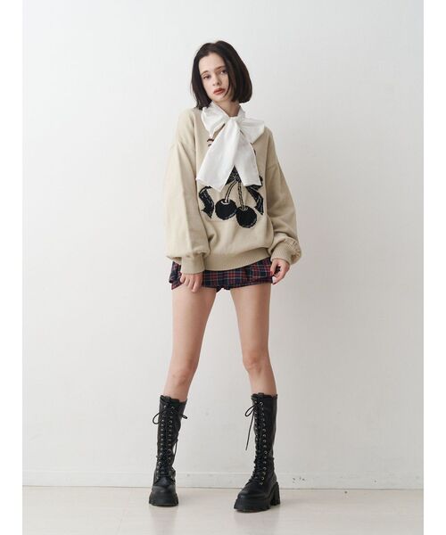 セール】ジャガードチェリールーズニット（ニット/セーター）｜jouetie