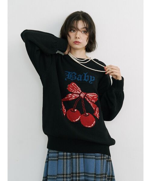 セール】ジャガードチェリールーズニット（ニット/セーター）｜jouetie