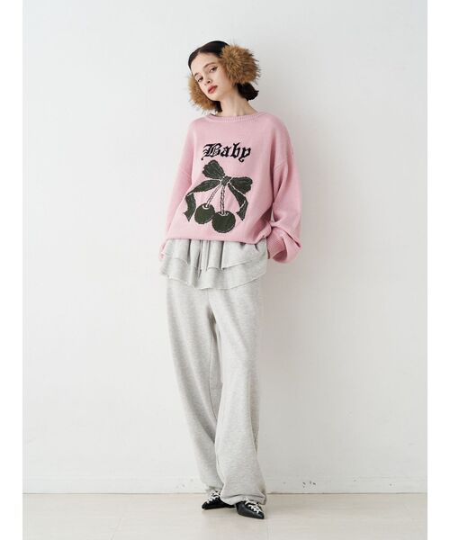 jouetie（ジュエティ）の「ジャガードチェリールーズニット（ニット/セーター・レディース・アイボリー/ブラック/グレー/ピンク・MEDIUM）」の21枚目の写真